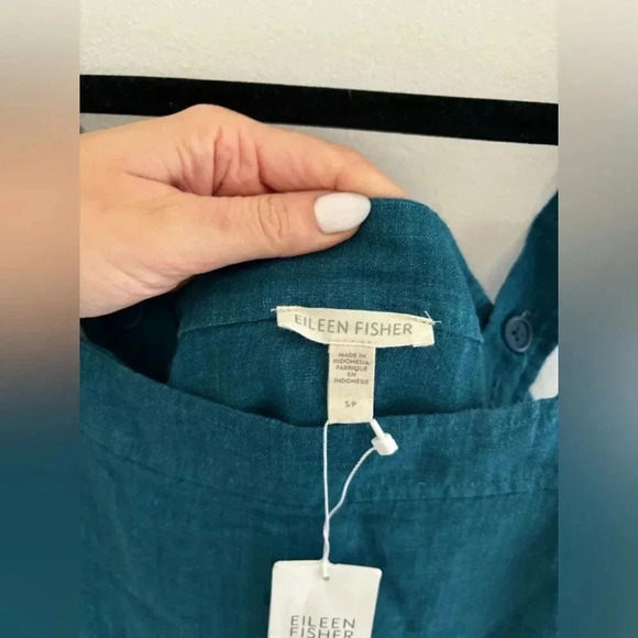 Eileen Fisher Washed Organic Linen Delave Tiered Dress NWT - Picture 9 of 13